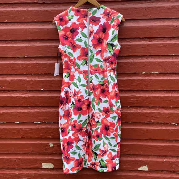 NWT Calvin Klein Floral Scuba Knit Sleeveless V-Neck Sheath Dress Women's Size 6 - Picture 10 of 13